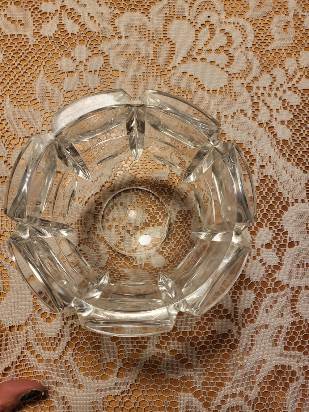 Cut Crystal Glass Bowl - Clear Glass Accent Dish